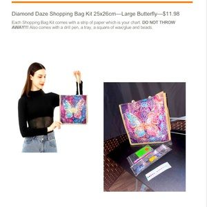 Diamond Daze Shopping Bag with chart slip, drill pen, tray, wax/glue and beads